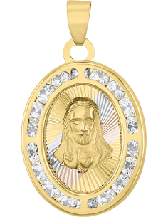Medalla Sagrado Corazón oval oro 14K