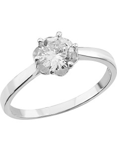 Anillo solitario zirconia flor plata .925