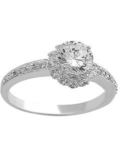 Anillo solitario sol zirconias plata .925