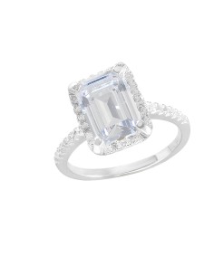 Anillo solitario zirconia 9x7mm plata .925