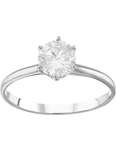 Anillo solitario 6 uñas oro blanco 10K