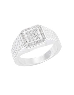 Anillo cuadro zirconias para hombre plata .925